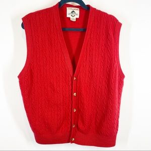 Vintage Woodward Collection Red Wool Cable Knit Sweater Vest